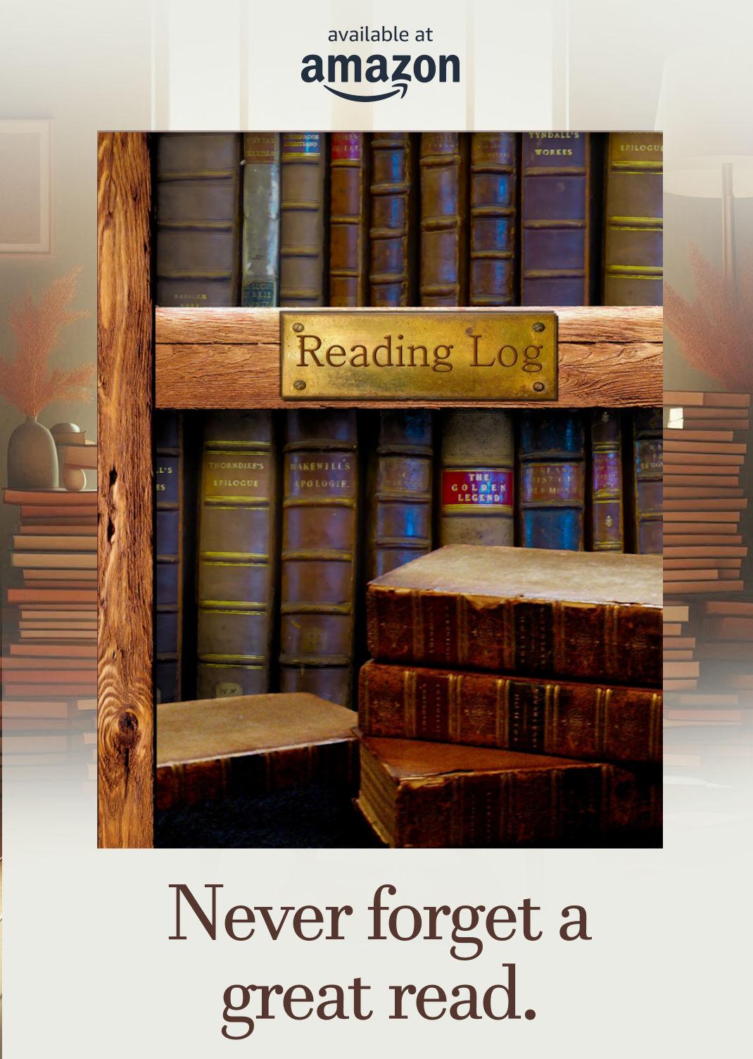 Reading Log with antique book stack